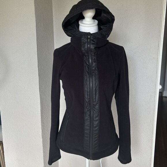 Athleta Hooded Front Double Zip Black Jacket Size XS (MSRP $159) - Picture 2 of 10